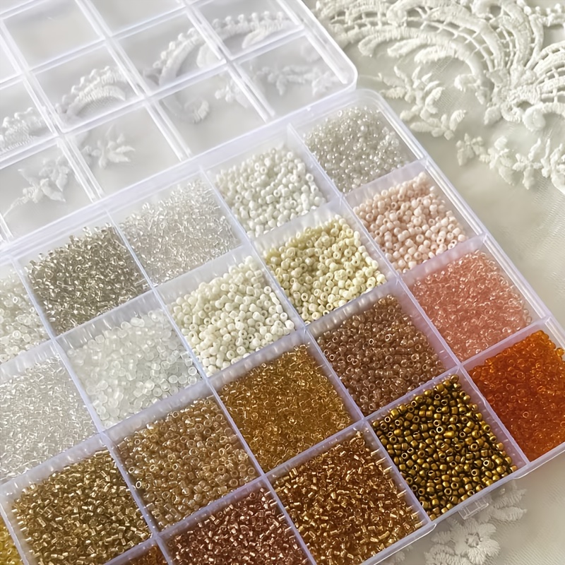 Pack of 15200pcs 2mm White & Champagne Seed Beads for DIY Crafts